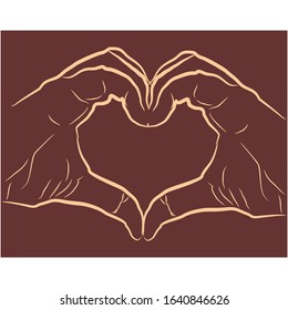 Illustration vector of hands that form the heart