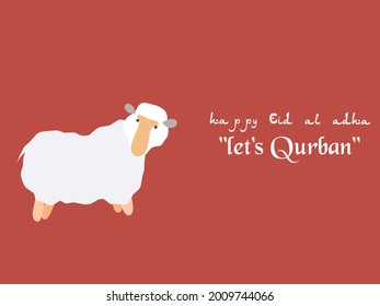 Illustration vector happy eid al adha with quote "let's Qurban".