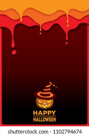 Illustration vector of Happy Halloween background template design with graphic of drip blood and pumpkin monster. 