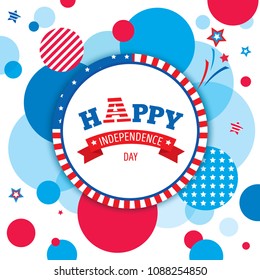 Illustration vector of Happy Independence day celebration of USA design with circle and flag pattern.