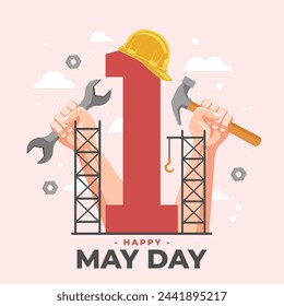 Illustration vector Happy May Day. Vector eps 10