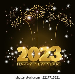 illustration and vector, happy new year 2023, with gold color, with empty space that can be filled, very suitable for your new year media