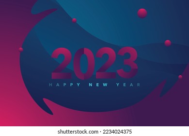 ilustración vector feliz saludo de año nuevo 2023  