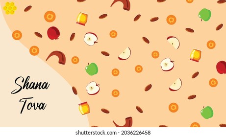 Illustration vector happy Shana tova jewish new year background
