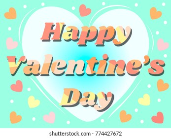 Illustration of vector Happy Valentines Day romantic greeting card with hearts. EPS 10.