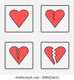 Ilustración vectorial del corazón al corazón roto