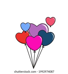 an illustration vector of heart shape balon on white isolated background