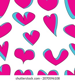 Illustration vector of heart symbol seamless pattern filled line style, suitable for fabric design, wrapping paper, wallpaper, background, book cover and others.