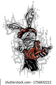 Illustration Vector Illustration Of A Hip Hop Rabbit With A Spray Can For The Graffiti Color