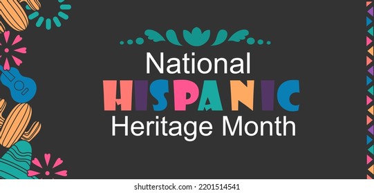 Illustration Vector for Hispanic heritage month. Vector web banner, poster, card for social media and networks. with Papel Picado pattern, perforated paper on black background perfect for social media