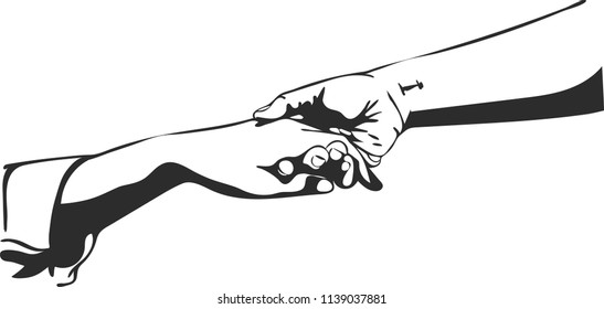 illustration vector of holding hand.
