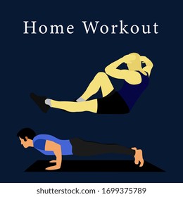 illustration vector of home workout exercises.