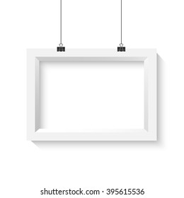 Illustration of Vector Horisontal Poster Frame Mockup. Realistic Vector EPS10 Paper Poster Set Isolated on White Background