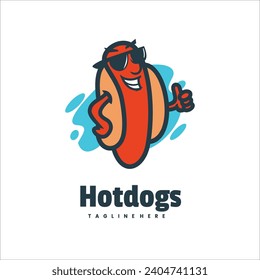 Illustration Vector Hot Dog Mascot Cartoon Logo Style.