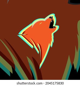 illustration Vector: Howling wolf mascot logo