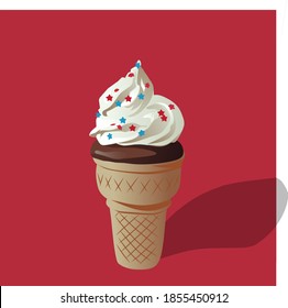 Illustration vector ice cream with background red
