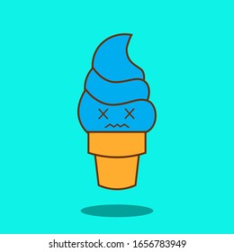 Illustration Vector of ice cream cartoon cute flat design. Perfect for T Shirt design. logo, sticker.