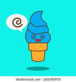 Illustration Vector of ice cream cartoon cute flat design. Perfect for T-Shirt design, logo, sticker.