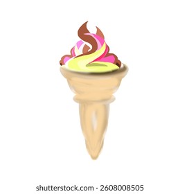 illustration of a vector ice cream cone without background