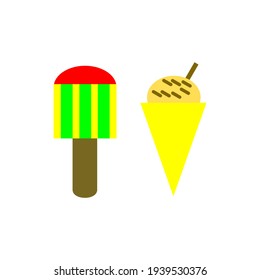 Illustration vector of ice cream, corn ice icon flat design
