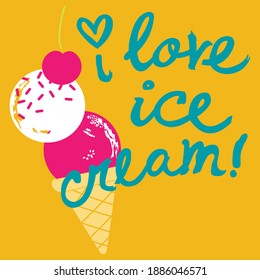 Illustration vector ice cream design for fashion graphic kids