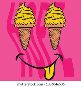 Illustration vector ice cream design for fashion graphic kids