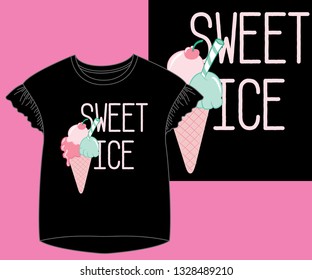 Illustration vector ice cream t-shirt design
