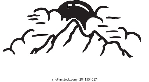 Illustration Vector from Ice Mountain and black sun