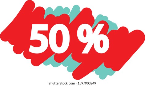 illustration vector icon of 50 percent