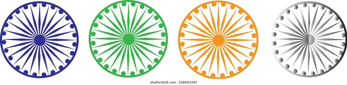 illustration vector icon of ashoka chakra in different colors easy to use and edit