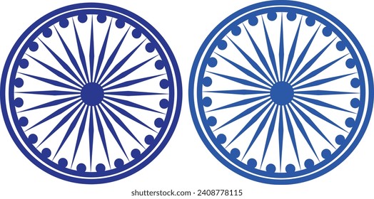 illustration vector icon of ashoka chakra in different colors easy to use and edit with blue background