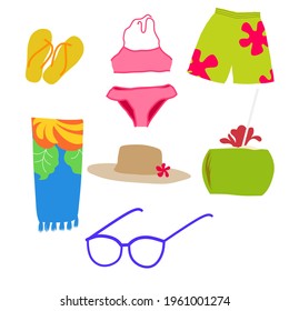 Illustration vector icon beach. Summer holiday.