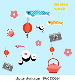 Illustration vector icon of golden week Japan