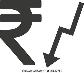 illustration vector icon of Indian rupee falling