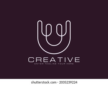 Illustration vector icon, initial letter u with circular line