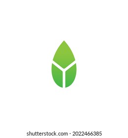Illustration vector icon of letter Y with leaf