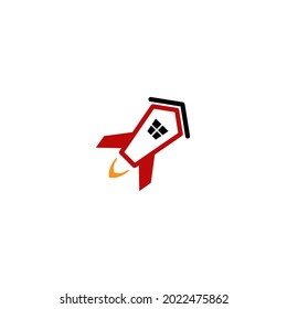 Illustration vector icon of Rocket Home Launch