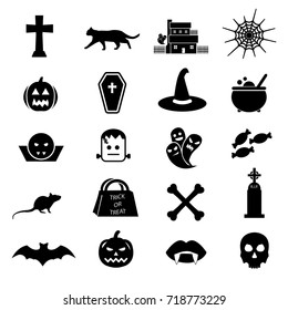 Illustration vector icon set Halloween, black Halloween icons isolated on white background