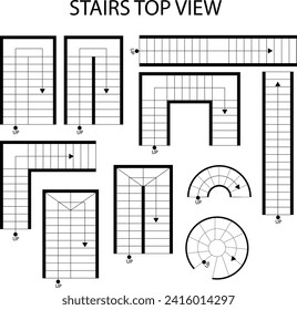 Illustration Vector  icon set of top view of stairs