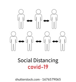 illustration vector icon of social distance during coronavirus covid-19 outbreak