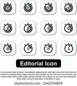 Illustration Vector Icon Stopwatch Time. Stopwatch shows intervals ranging from 5 to 60 minutes