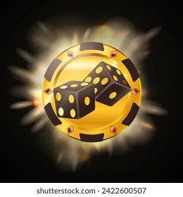 Ilustración vectorial icono vip juego chip con dados casino concepto