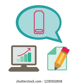 ilustración del paquete de iconos vectoriales. carga de batería