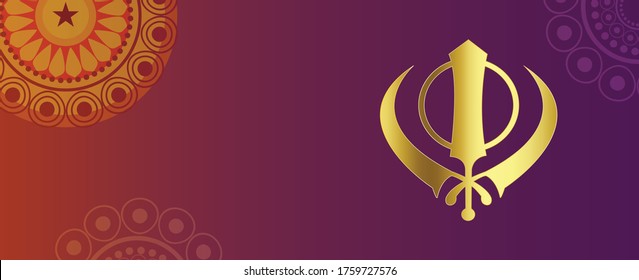 illustration vector image of abstract banner of Sikhism with khanda sahib