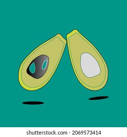 an illustration of a vector image of an avocado that is split in half. a fruit business