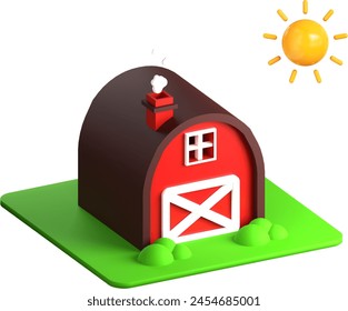 illustration of a vector image of a barn, a hay storage shed with 3d sunlight.