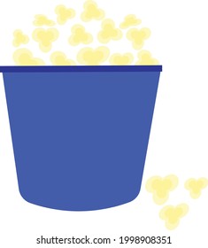 illustration vector vector image blue cardboard bucket with popcorn