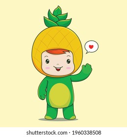 illustration vector image illustration vector of boy smiling in an pineapple best for illustration child book,t-shirt design, etc.
