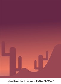 illustration Vector Vector image Desert landscape Arizona Mexico Texas Cacti Dawn