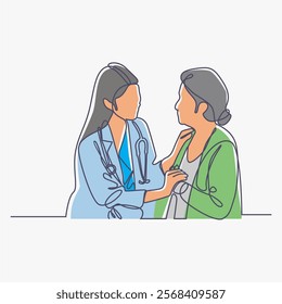 illustration and vector image of a doctor examining a patient